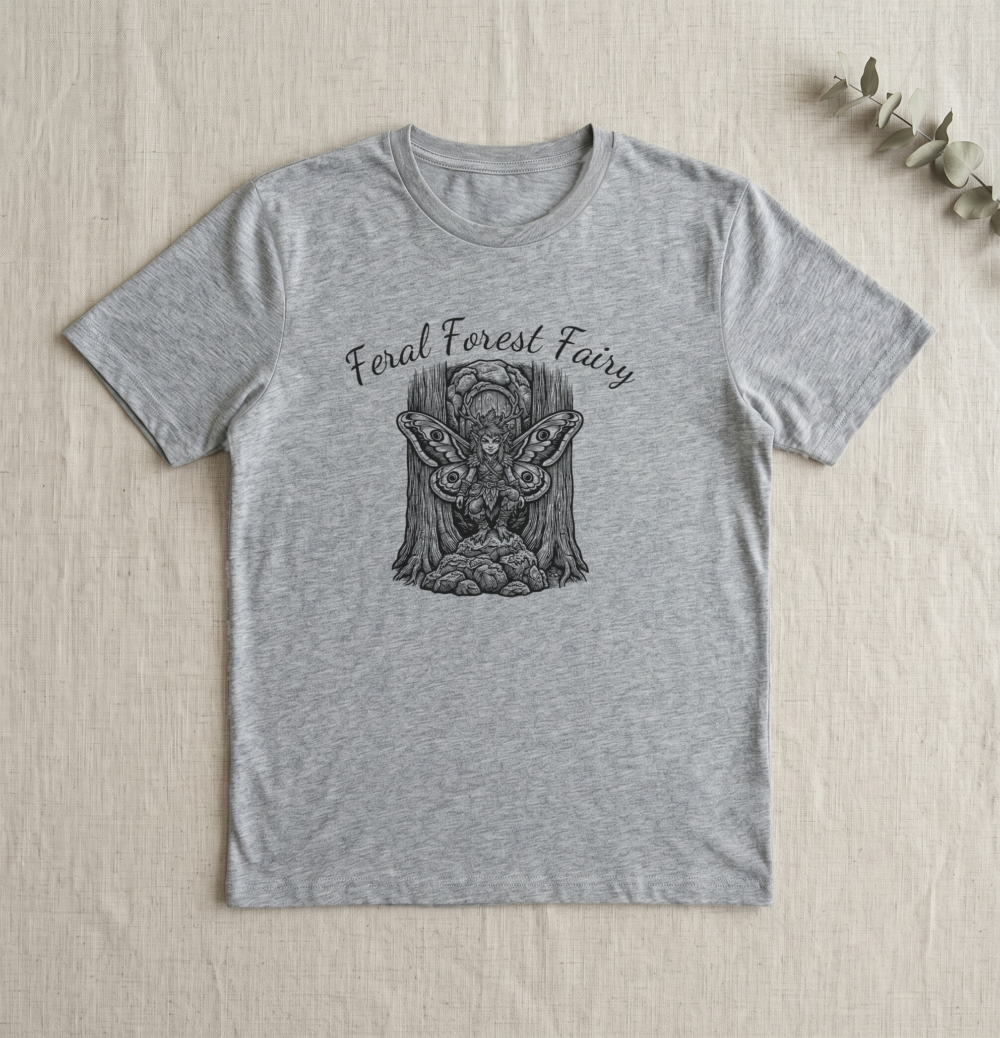 Feral Forest Faeries — flatlay linen heather gray 20260929 073710