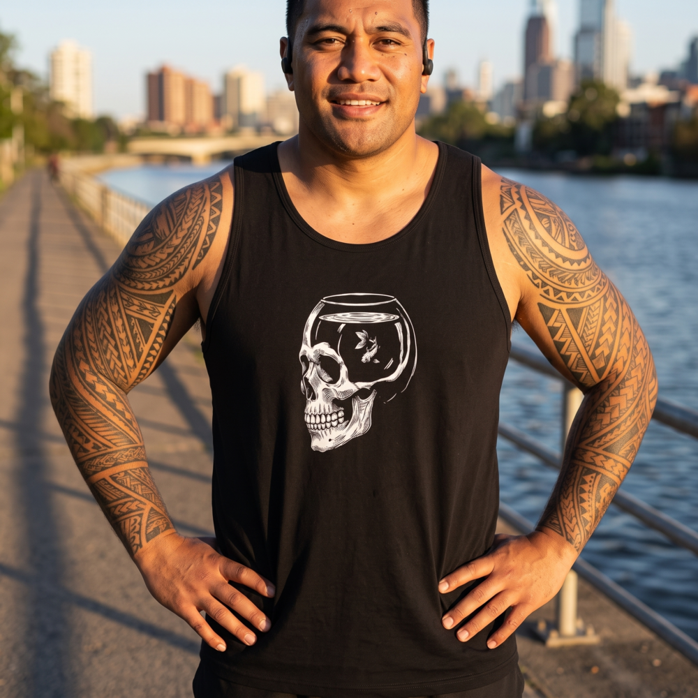 Be a goldfish, Tank Top — running black 20261004 235404