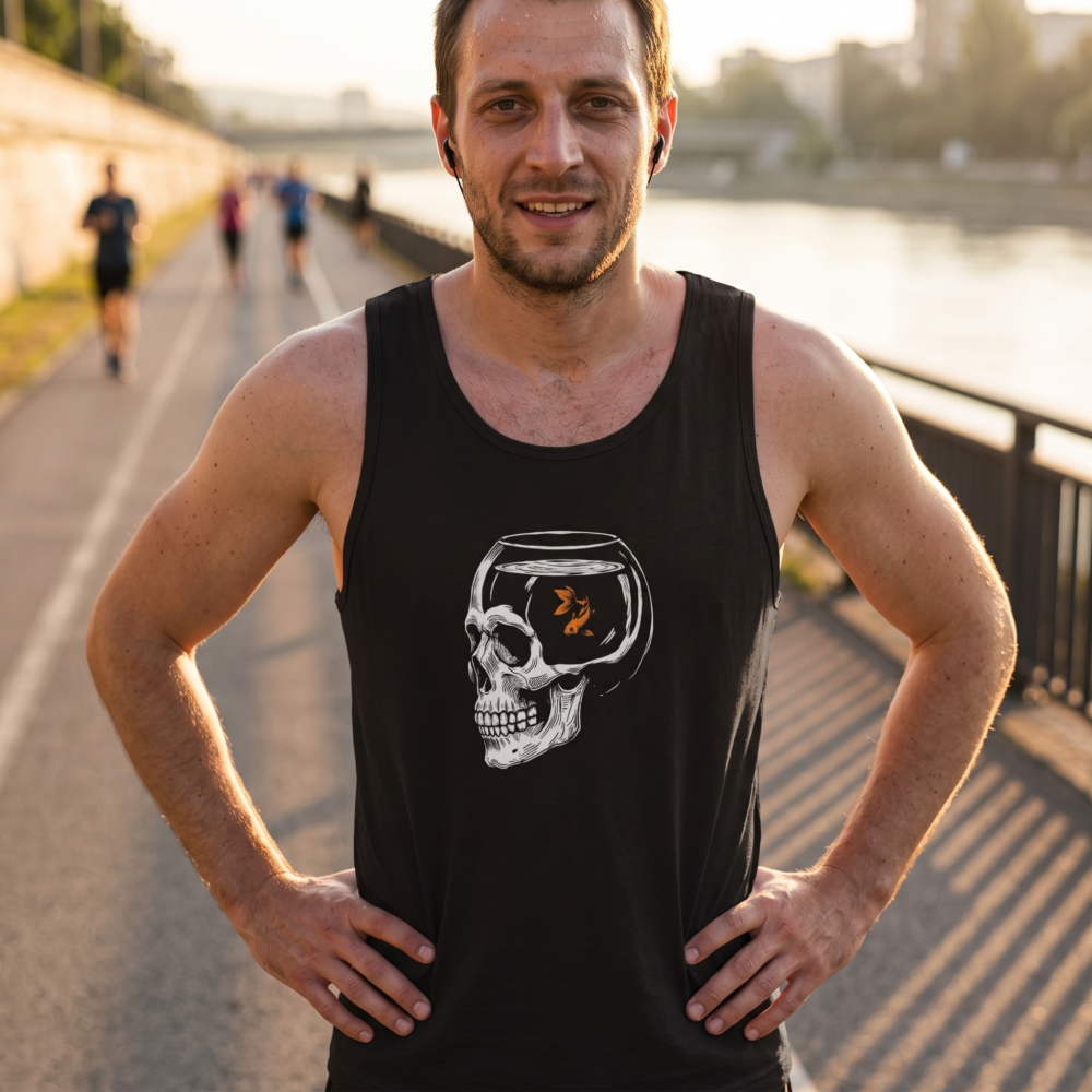 Be a goldfish, Tank Top — running black 20261012 014958