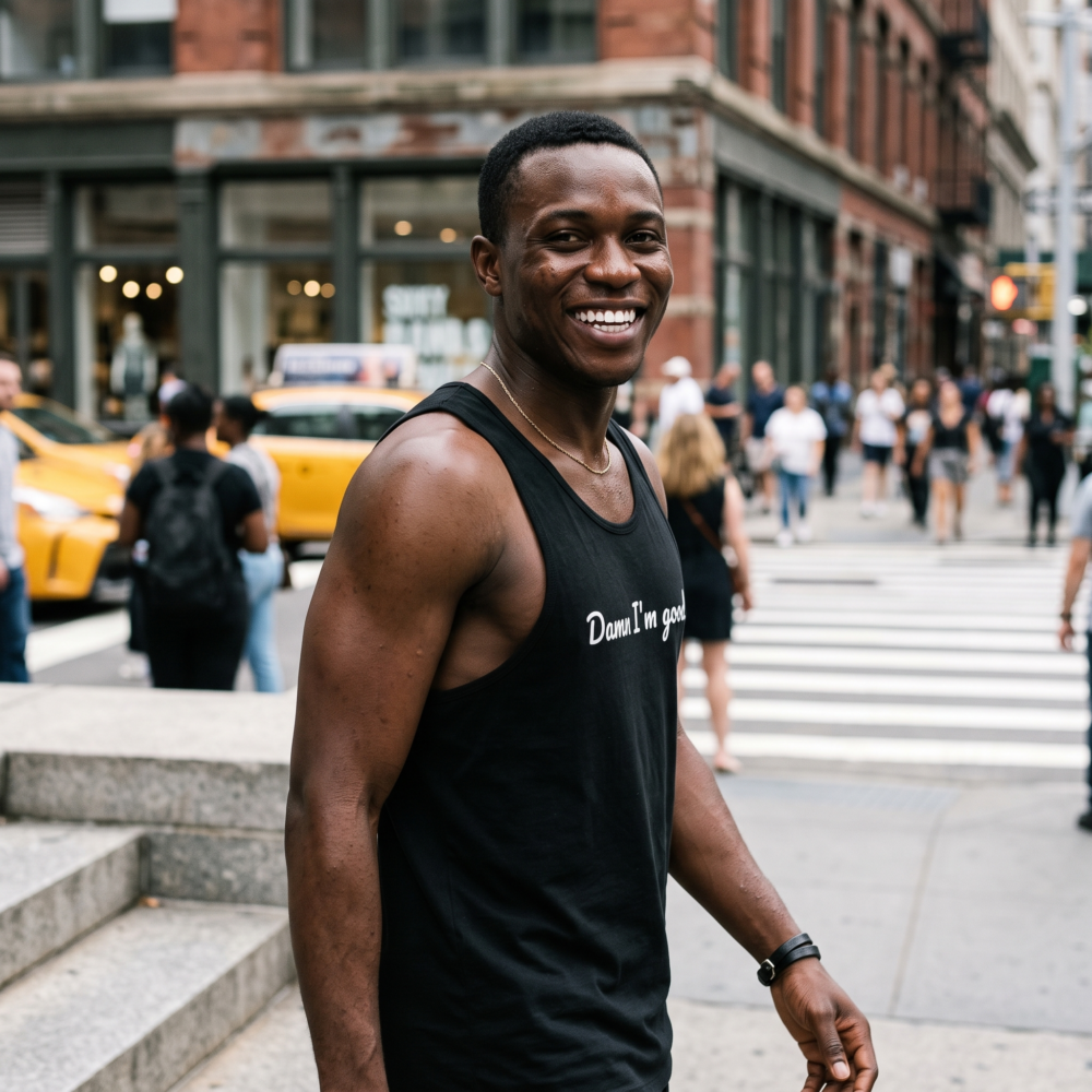 Damn I'm good, Tank Top — urban cool black 20261005 001800