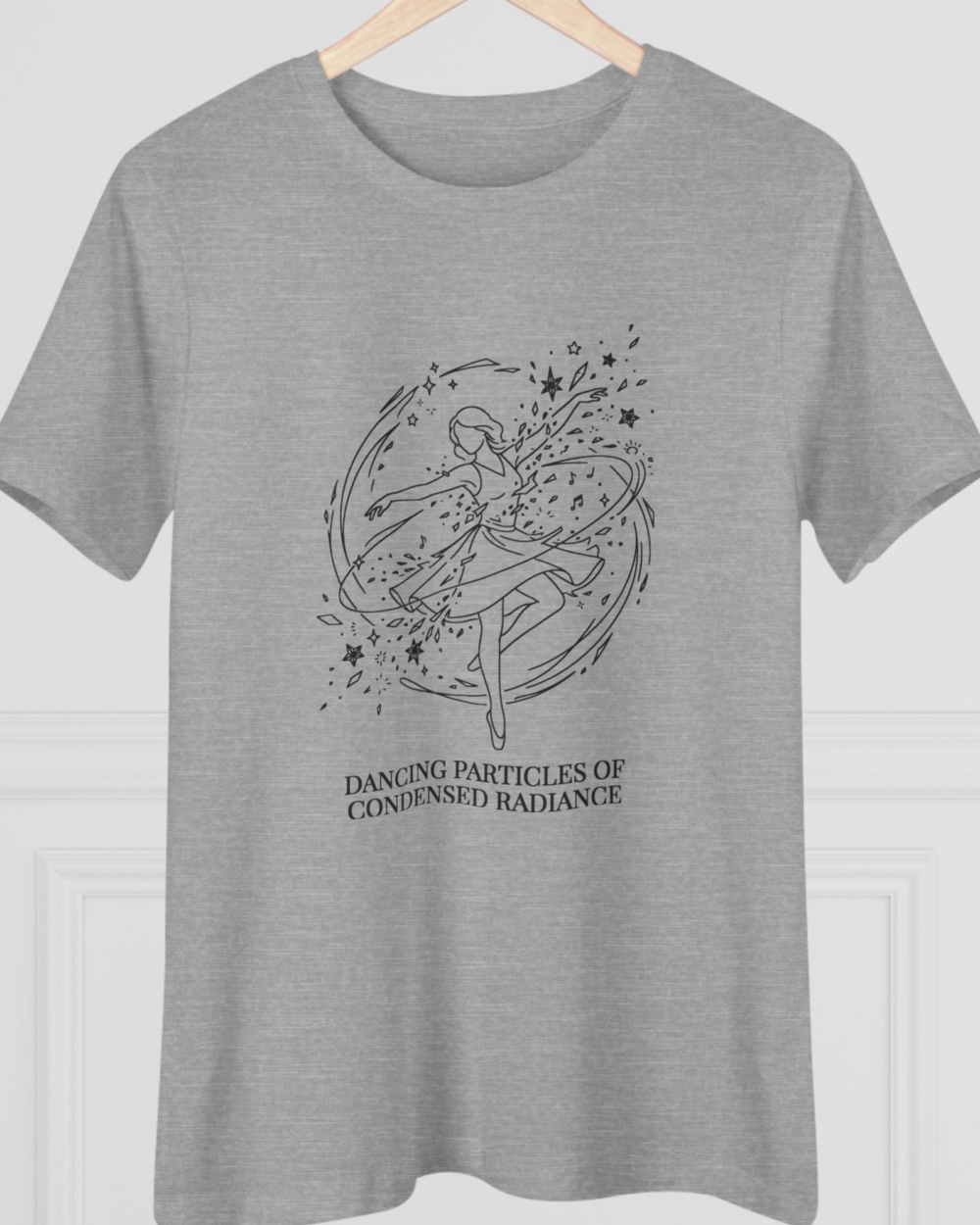 Dancing particles of condensed radiance, Women's Tee — hero heather gray 20261004