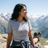 Dancing particles of condensed radiance, Women's Tee — mountain summit heather gray 20261005 005855