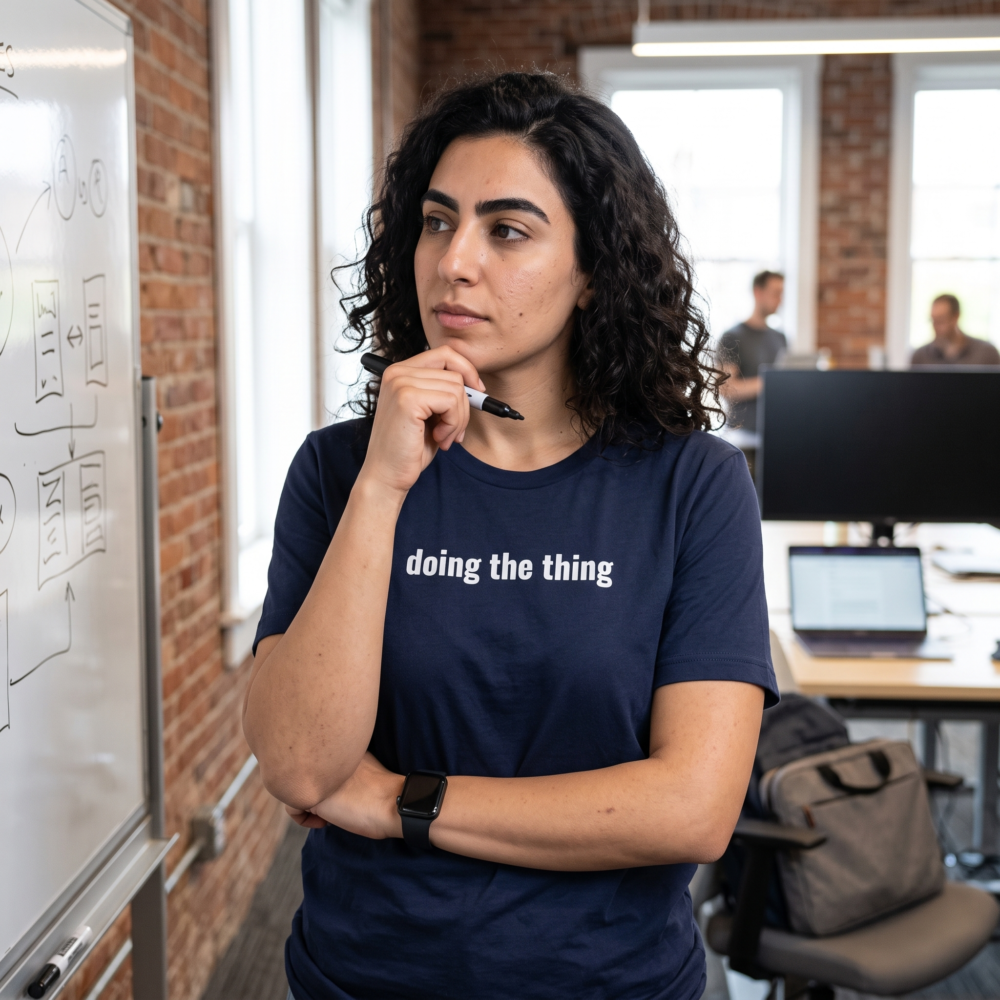 Doing the thing, Women's Tee — tech navy 20261011 193119