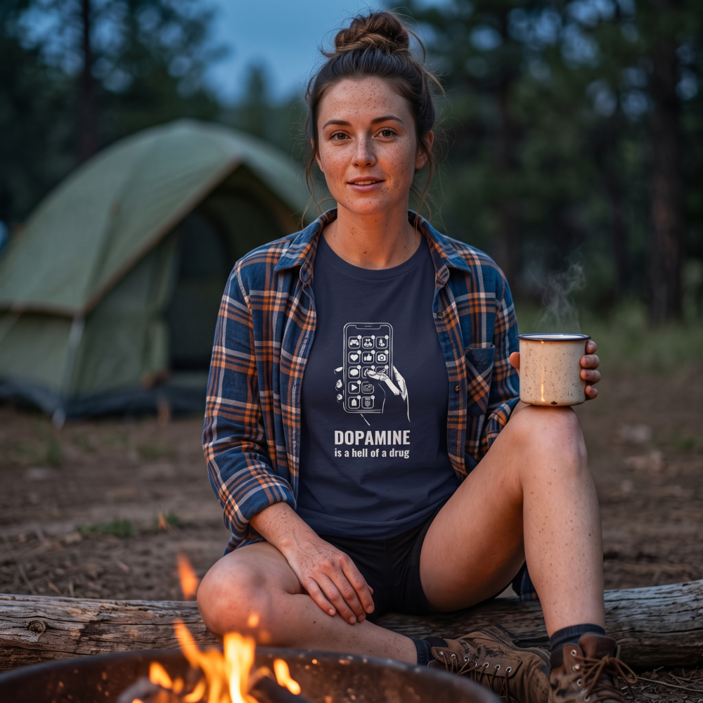 Dopamine Is a Hell of a Drug, Women's Tee — camping navy 20261005 233657