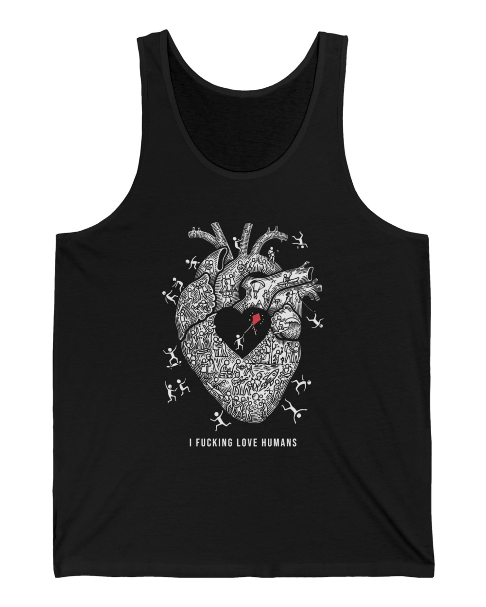 I fucking love / humans, Tank Top — hero black 20261004