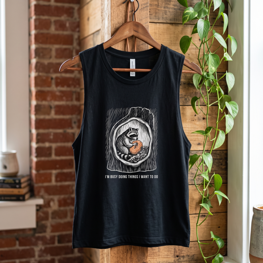 I'm busy doing things I want to do, Tank Top — hanging black 20261005 214850
