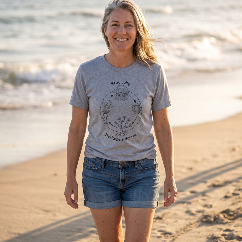Stay Jelly Immortal Jellyfish, Women's Tee — beach heather gray 20261002 181457