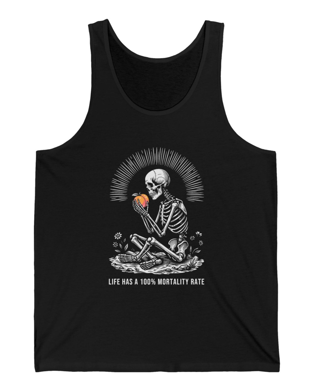 Life has a 100% mortality rate, Tank Top — hero black 20261004