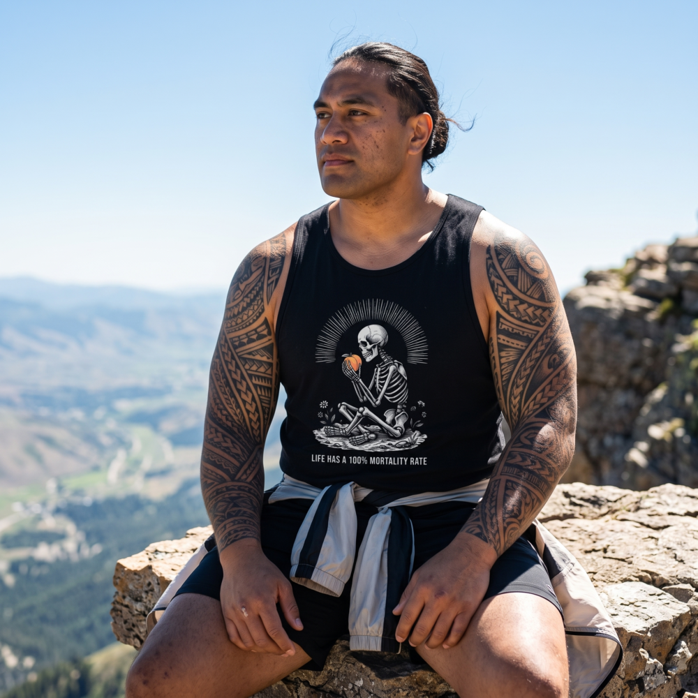Life has a 100% mortality rate, Tank Top — mountain summit black 20261005 002506