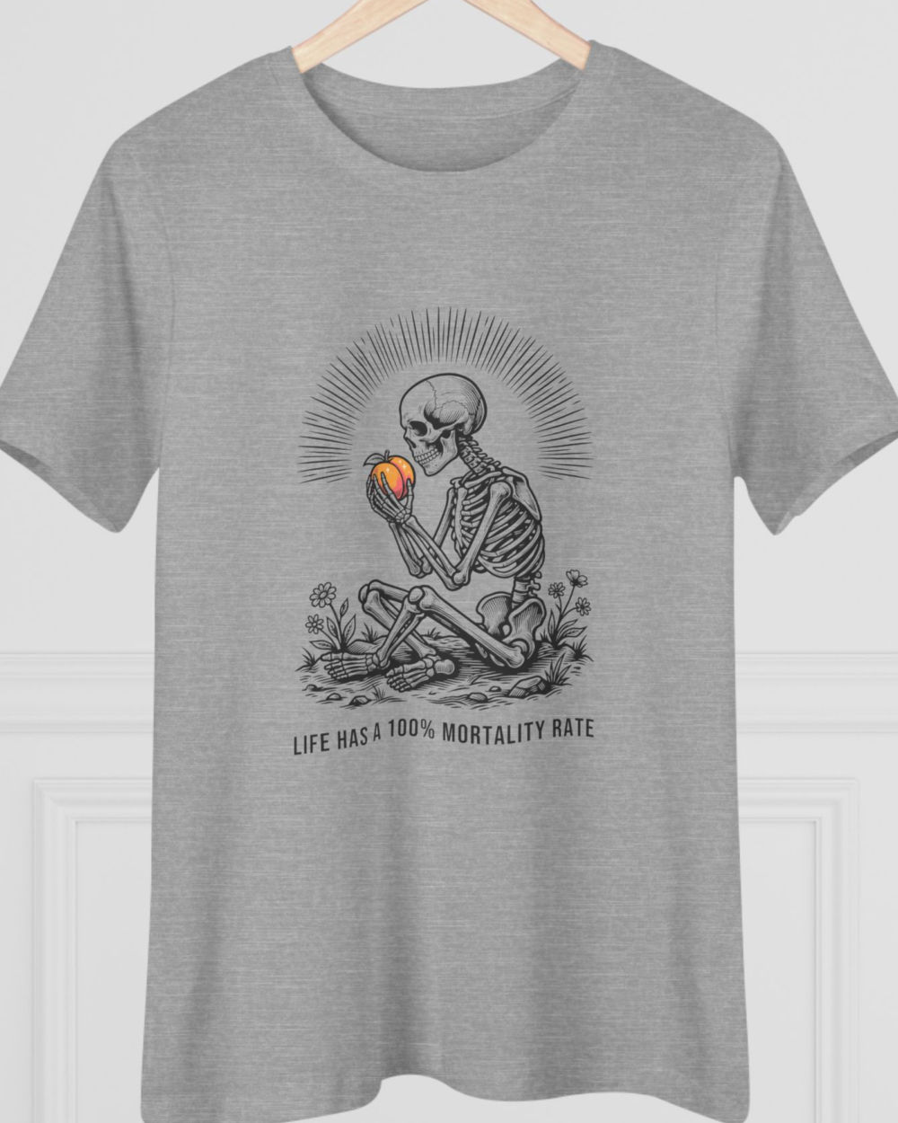 Life has a 100% mortality rate, Women's Tee — hero heather gray 20261004