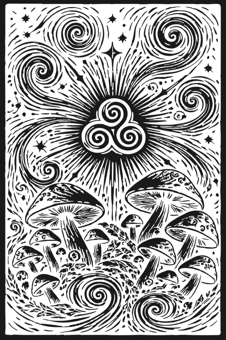 Mushroom Triskelion (Dark), the print