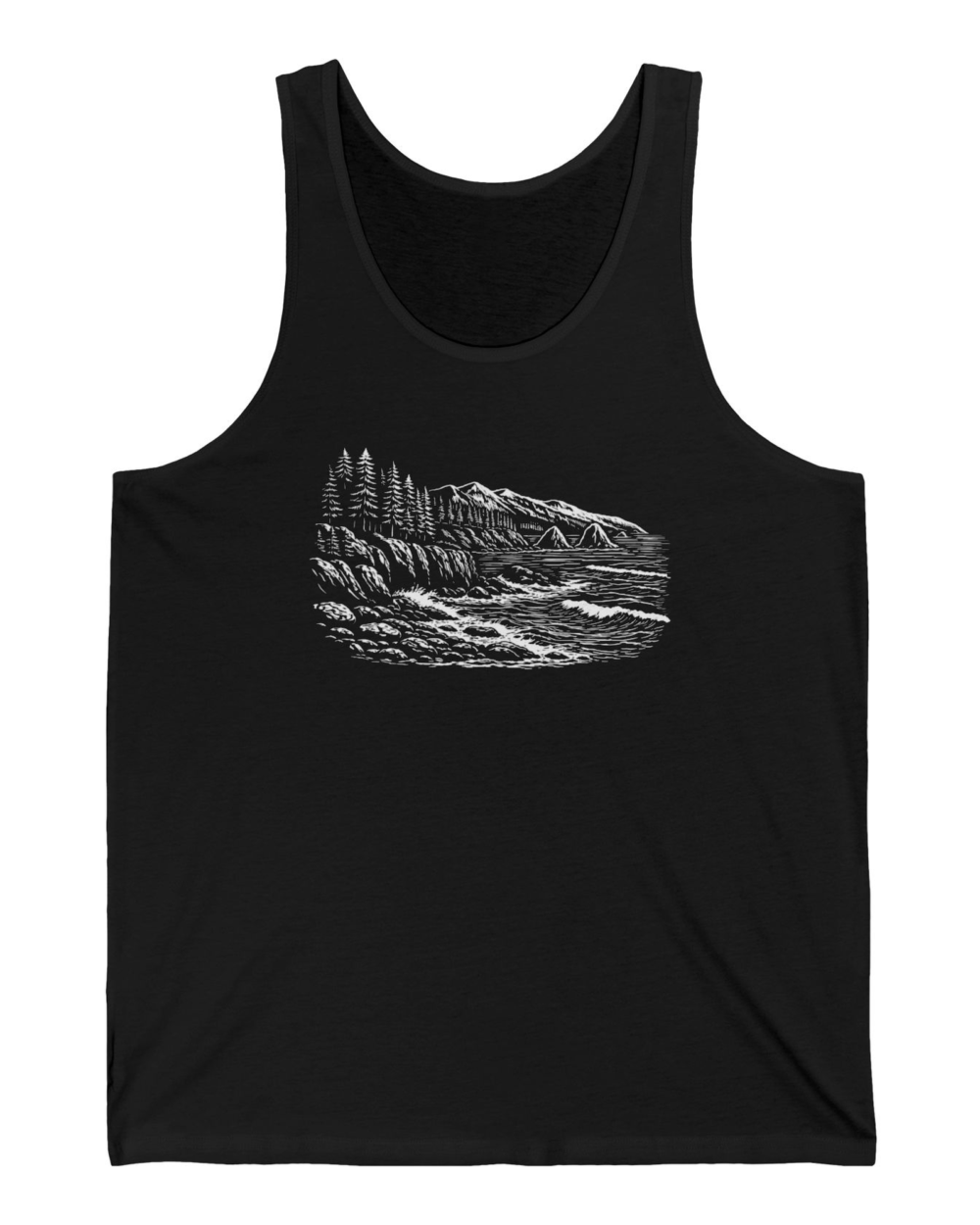 PNW Coastline, Tank Top — hero black 20261003