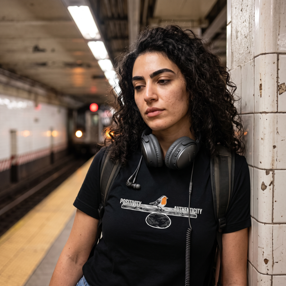 Positivity / Authenticity, Women's Tee — subway black 20261008 053251