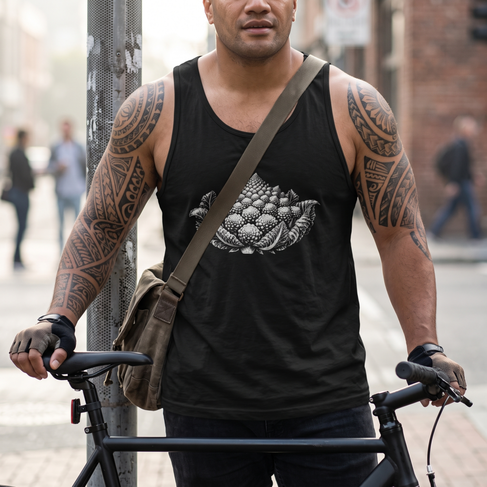 Romanesco Broccoli, Tank Top — bike messenger black 20261004 032123