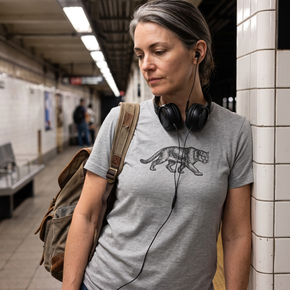 Stalking Cougar, Women's Tee — subway heather gray 20261004 030208