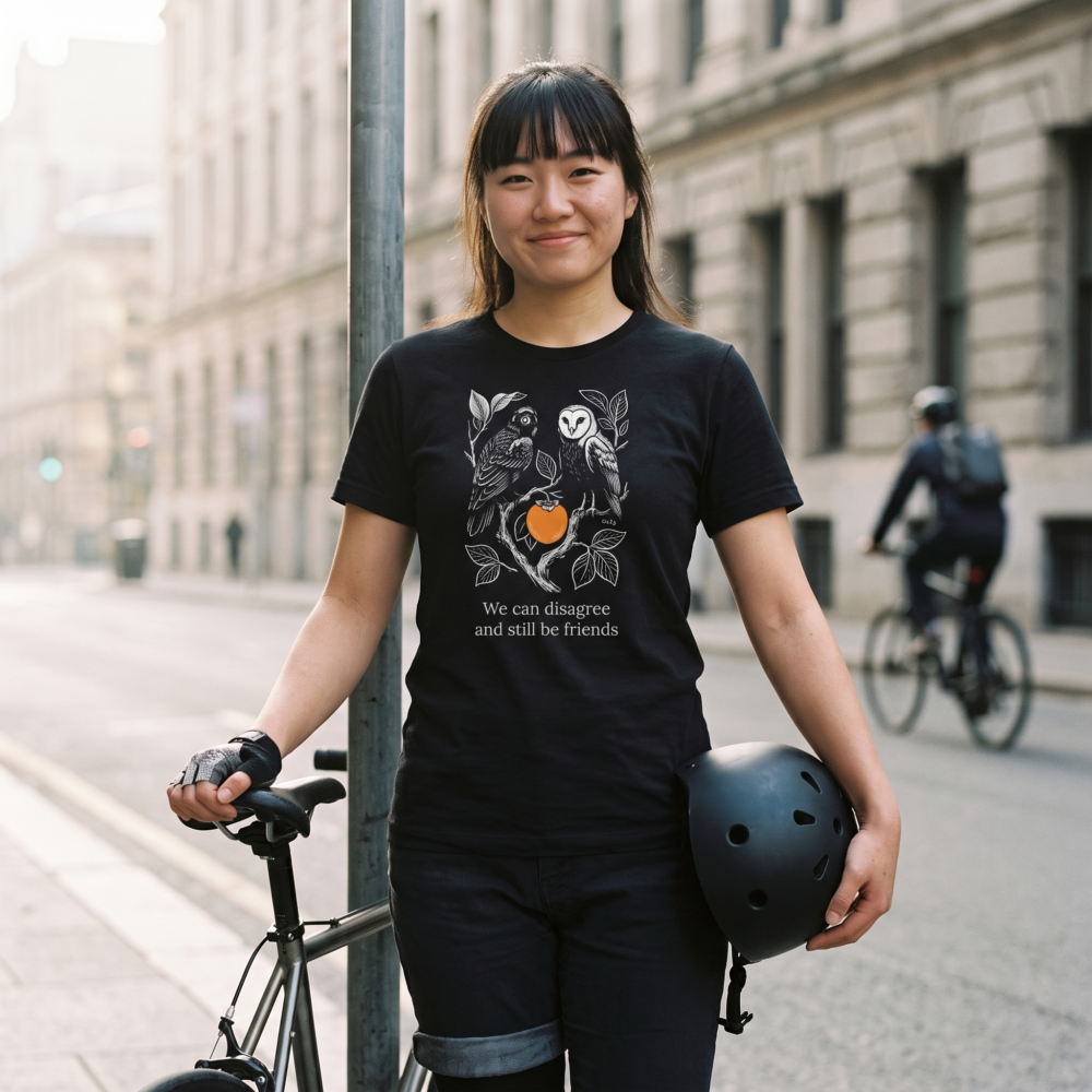 We can disagree, Women's Tee — bike messenger black 20261011 192343